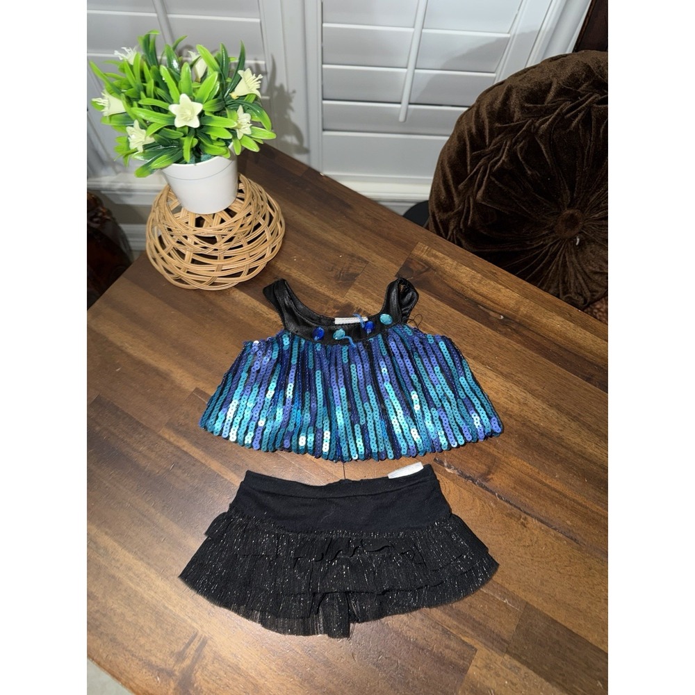 Build-A-Bear BABW Sequined Jeweled Tank Top Evening Dress Up Shirt And Skirt y2k